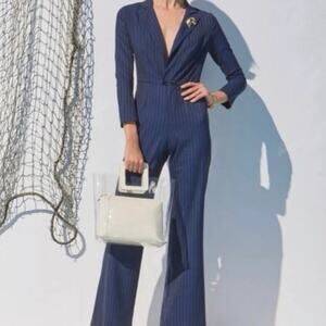 STAUD Stereo Jumpsuit in Navy Stripe